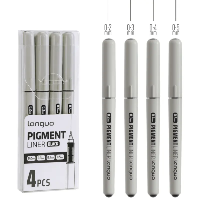 4-Piece Fineliner Pen, Assorted Point Sizes 0.2/0.3/0.4/0.5mm Ultra Fine Tips Pens Writing Pens Bleed Bible Journaling Study Supplies Annotation Smooth Waterproof Micro Line Tip Fineliner Markers Stuff