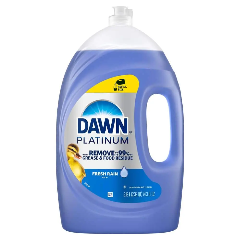 Platinum Fresh Rain Scented Dishwashing Detergent (74.3 fl oz) - Household Grease & Food Residue Remover, Odor Elim., All-Surface Kitchen Cleaner, Bulk Home Cleaning Supply