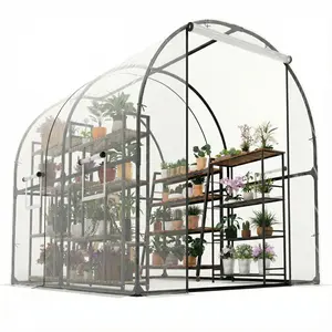 Garvee 8.2 x 6.6 x 6.6 Ft Heavy-Duty Walk-In Greenhouse with Upgraded Portable Frame, Galvanized Steel Structure, Mesh Screen Door, Tunnel Window, and Watering Kits for Large Outdoor Garden Plants