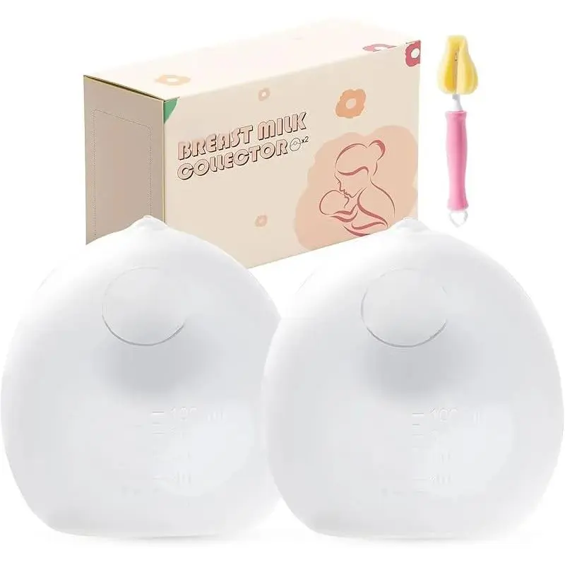 Breast Milk Collector (2 Counts), 3oz/100ml Silicone Breast Milk Collectors for Breastfeeding, Silicone Hands Free Breast Pump,BPA-Free Soft Breast Shel, Breastfeeding Essentials baby girl fall clothes newborn infant toddler nursing mom safe 1-3 year old