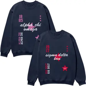 Custom Navy Stars Sorority Crewneck, Tri Delta Star Sweatshirt, Sorority Apparel, Custom Sorority Sweatshirt, Chi Omega Star Hoodie, Gamma Phi Crewneck, Sorority Star Sweatshirt, Chi Omega Hoodie, Zeta Tau Alpha Tri Delta Star Sweatshirt Apparel