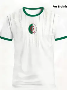 Algeria National Team Training Football Jersey, Colorblock Breathable Quick-Dry Fan Version, Sporty Slim-Fitting T-Shirt, Sports Top