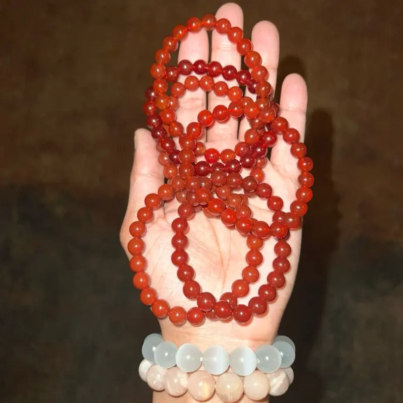 Carnelian Solid Color Crystal Bracelet 8mm