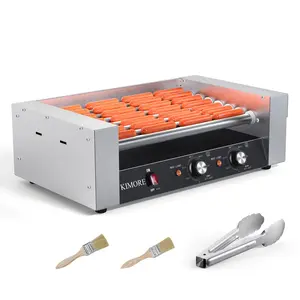 GARVEE Hot Dog Roller: Stainless Steel Cooker with 18-30 Capacity, 7-11 Rollers, Dual Temperature Control, LED Lighting, Removable Drip Tray for Commercial and Household Use