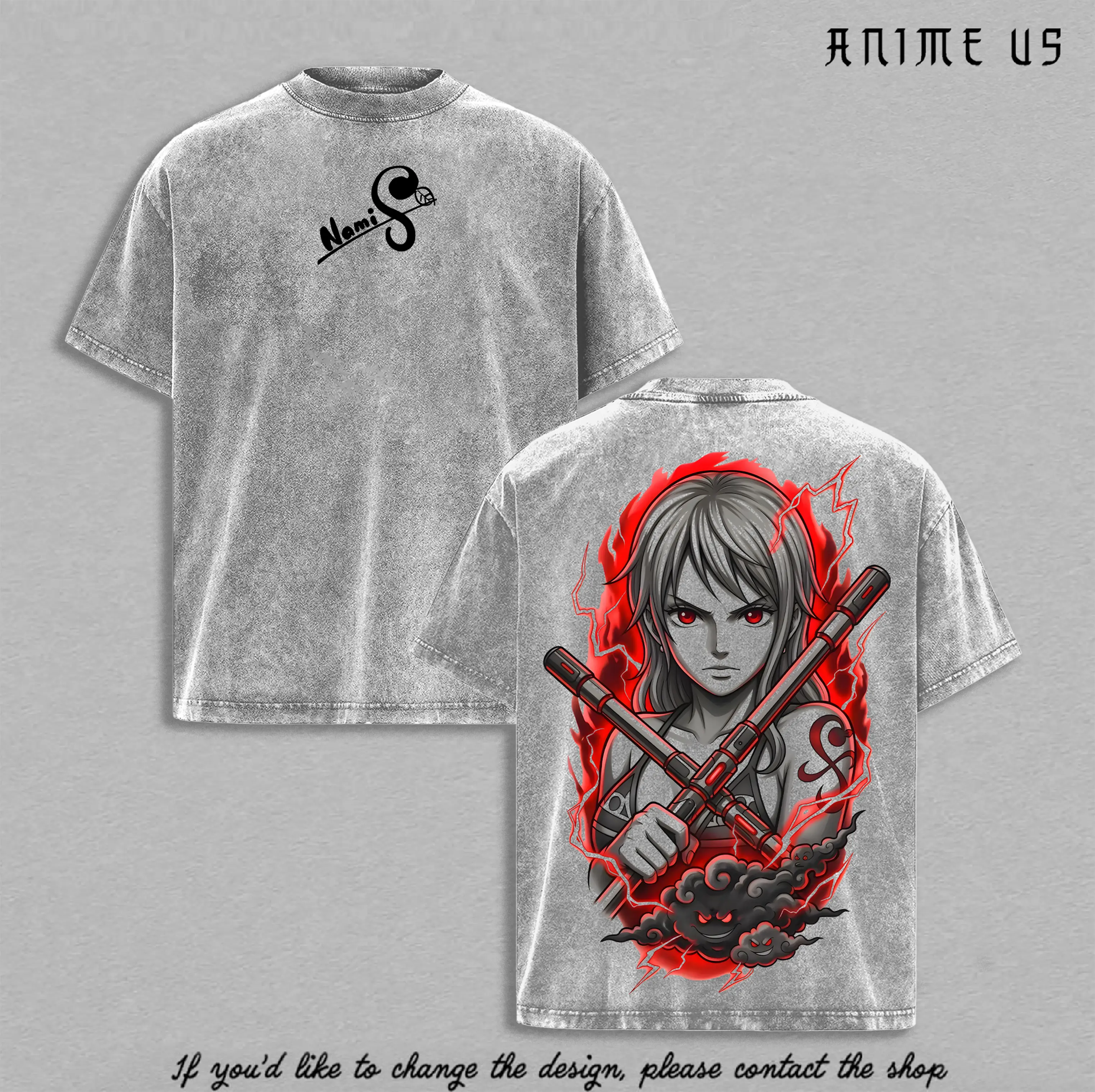 Nami One Piece Shirt Cat Burglar Nami Anime Vintage Washed Oversized Graphic Tee Navigator Anime Shirt