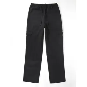 Men's Solid Cargo Chef Pants, Drawstring Long Trousers with Multi-pocket for Kitchen Baking Chef Works In RestaurantGift