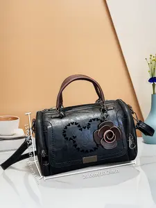 This vintage Boston-style shoulder bag/handbag features a heart-shaped design with Mickey Mouse heads as a pendant, making it a perfect gift for mom and friends, and a top choice for Valentine's Day.