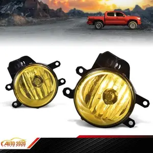 Fit For 16-21 Toyota Tacoma 2X New Fog Lights Bumper Lamp Bezel Kit Yellow Lens