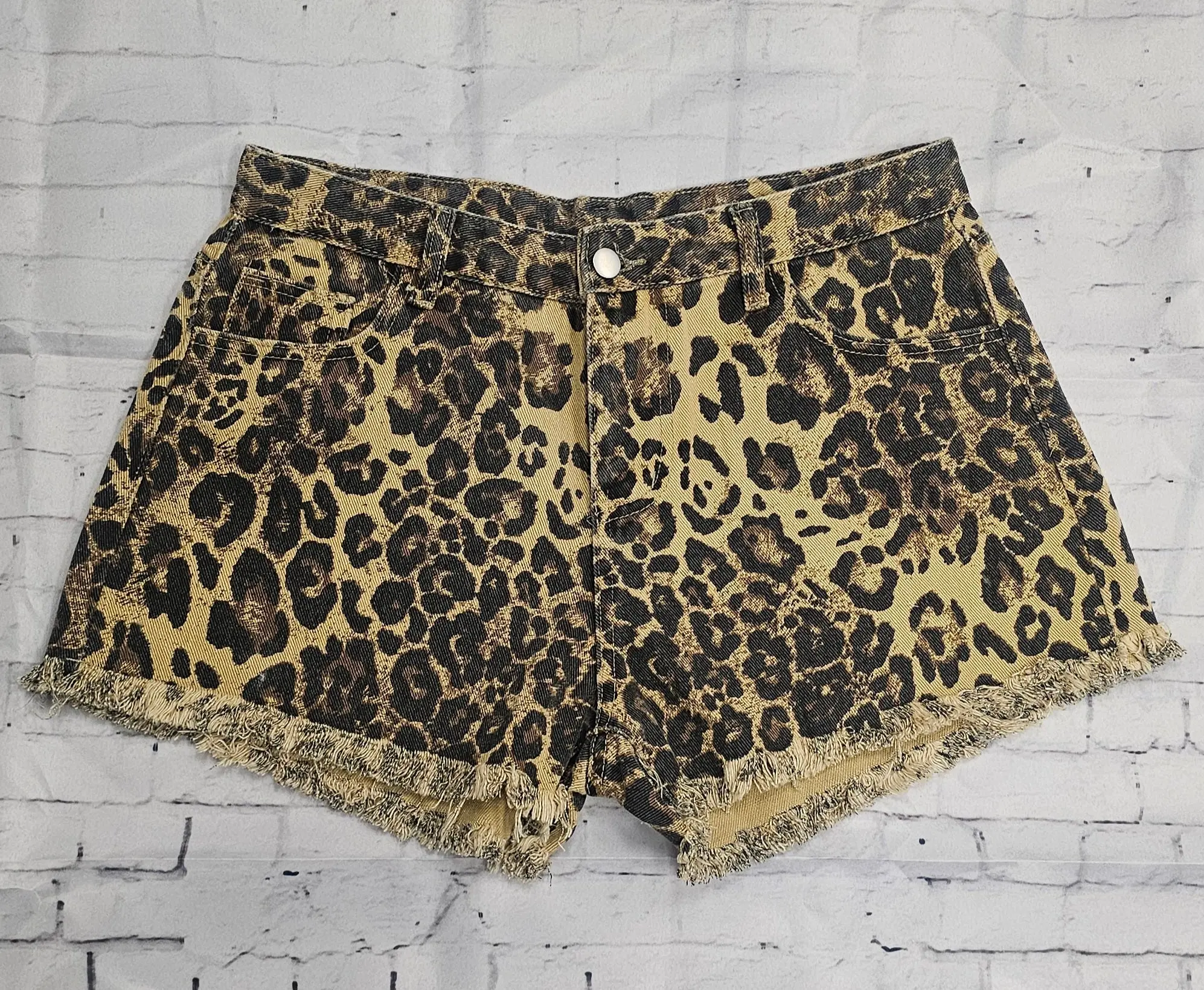 Rocky Roxy Women's Leopard Print Denim Shorts