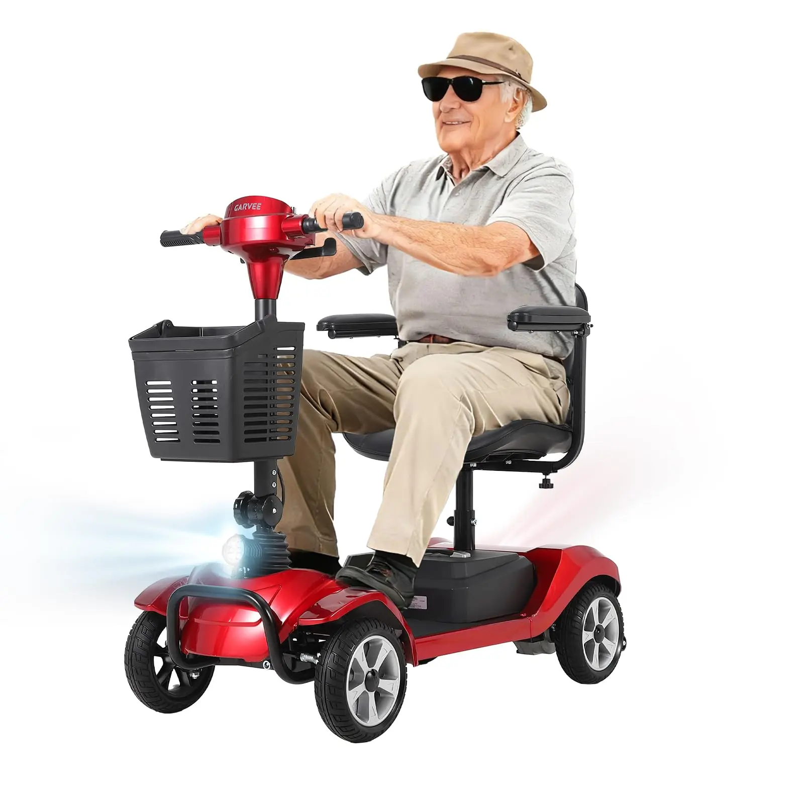 Foldable 4-Wheel Mobility Scooter for Adults, 350W Motor & 330LBS Capacity | Integrated 20Ah 24V Battery, Up to 20-Mile Range, 3.7 MPH for Indoor/Outdoor Use