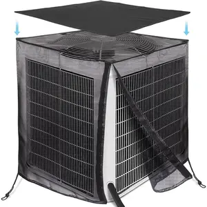 Air Conditioner Cover for Outside Units,  Full Mesh with 600D Detachable Waterproof Top, All Seasons Outdoor Central AC Protector Against Leaves, Weeds, Cottonwood and Debris