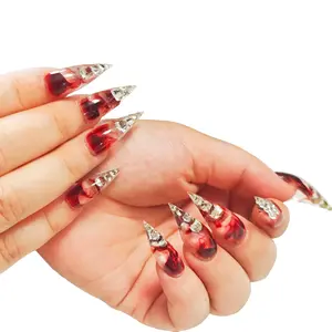 Jmnails Short Dragon and cat Claw Nails 1.0-1.3inches 10 Pcs Handmade Acrylic Press On Nails Art with Rhinestone Glue Glitter Glue and Extra Party Luxury Fashion Nailcare Shimmer