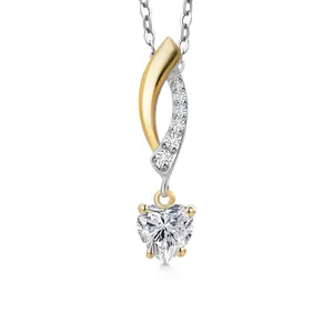 Gem Stone King 925 Silver and 10K Yellow Gold Gemstone Birthstone and Lab Grown Diamond Infinity Pendant Necklace for Women | Heart Shape 5MM and Round 1MM | With 18 Inch Chain