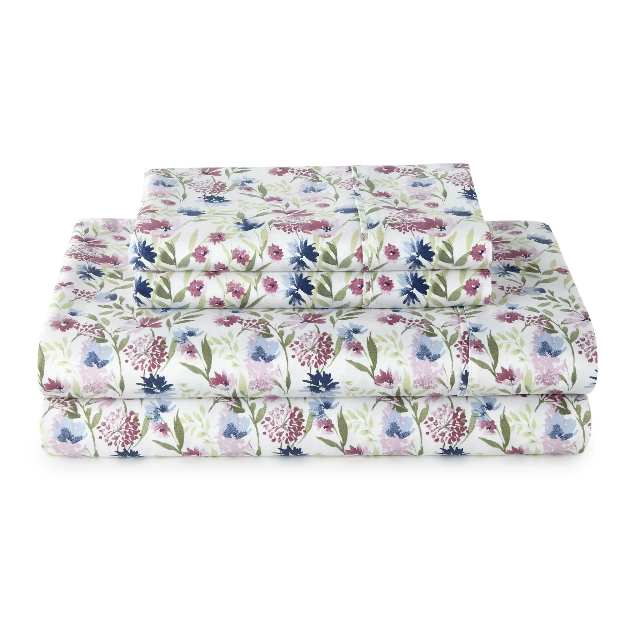 Better Homes & Gardens Full 4-Piece 300 Thread Count Bashful Blooms Cool Cotton Sateen Sheet & Pillowcase Set