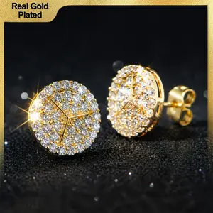 Holylegend 14K Real Gold Plated Stud Earrings for Men and Women, 12mm, Classic Round Design, Premium Shine,Inspired Gift for Fashion Lovers