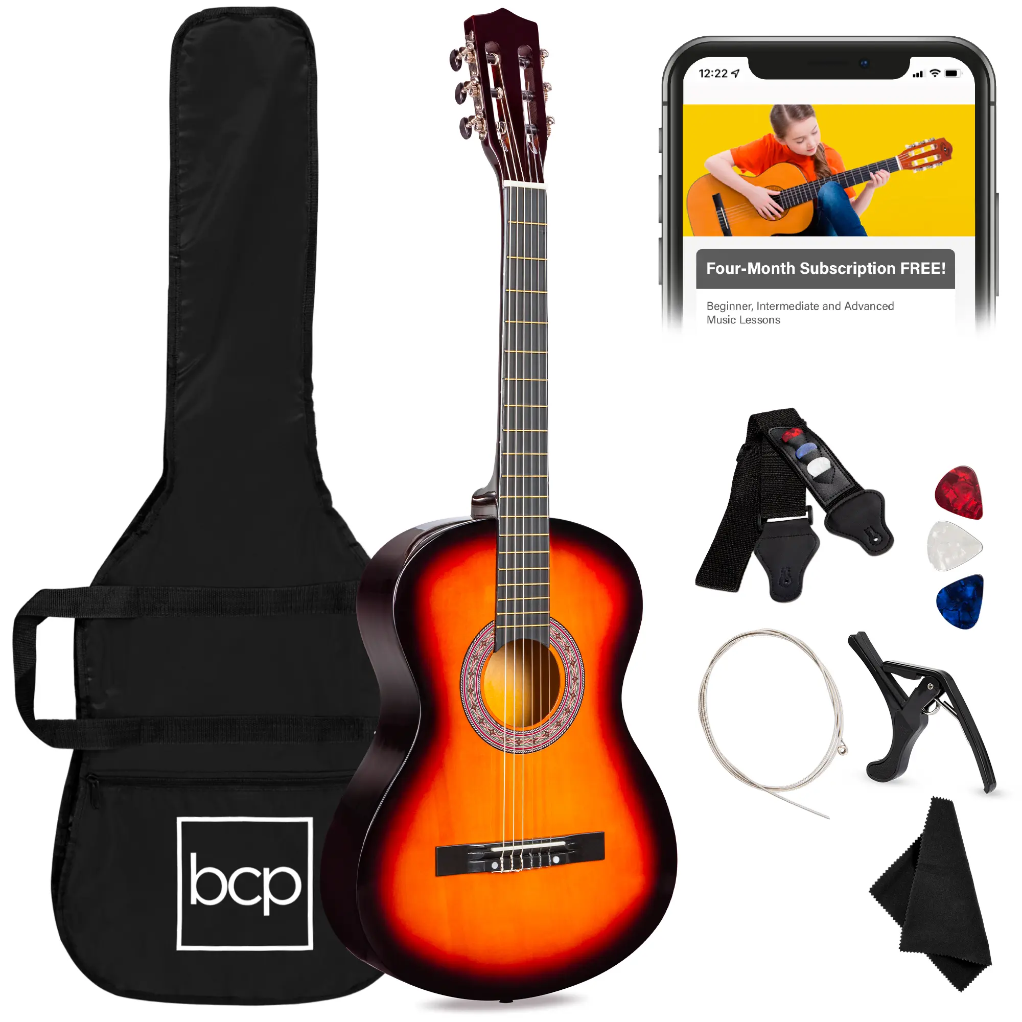 Best Choice Products 38in Beginner Acoustic Guitar Starter Kit w/ Gig Bag, Strap, Strings Best Choice Products 38in Beginner Acoustic Guitar Starter Kit w/ Gig Bag, Strap, Strings