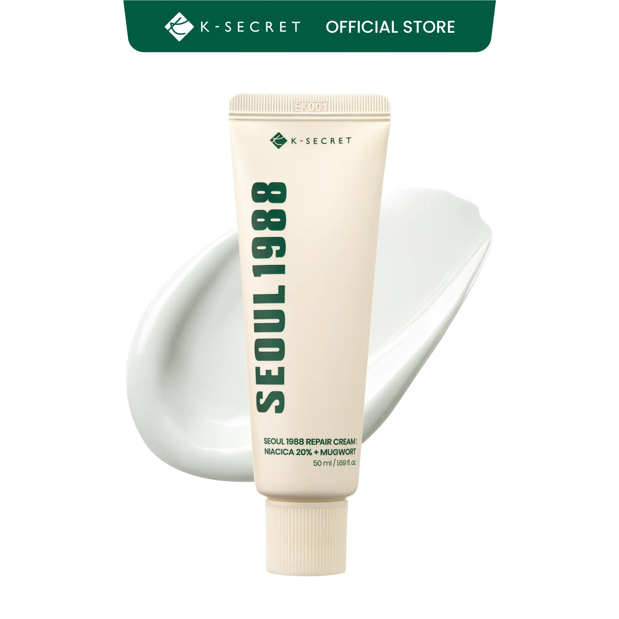 [KSECRET Official] SEOUL 1988 Skin Repair Cream - Gentle Moisturizing Daily Hydrating Moisturizer with Niacinamide, Centella Asiatica, Hydrate & Lock in Moisture for Sensitive Skin Korean Skincare Barrier Cream