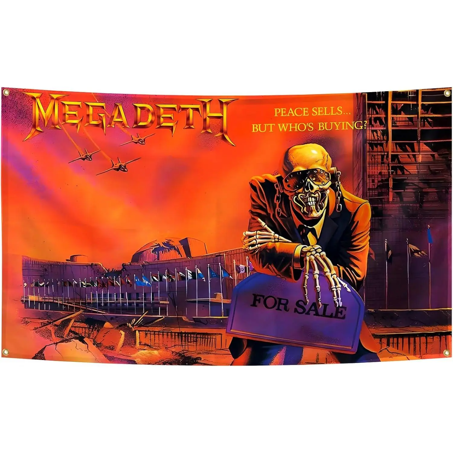 Megadeth Rust in Peace Print Cloth Tapestry, Funny Music Flag, Durable Aesthetic Home Decor, Wall Art for Man Cave & College Dorm Room Indoor-Outdoor Use bedroom decor tapestry cheap bedroom decor stuff for your room cheap tiktokshopbacktoschool