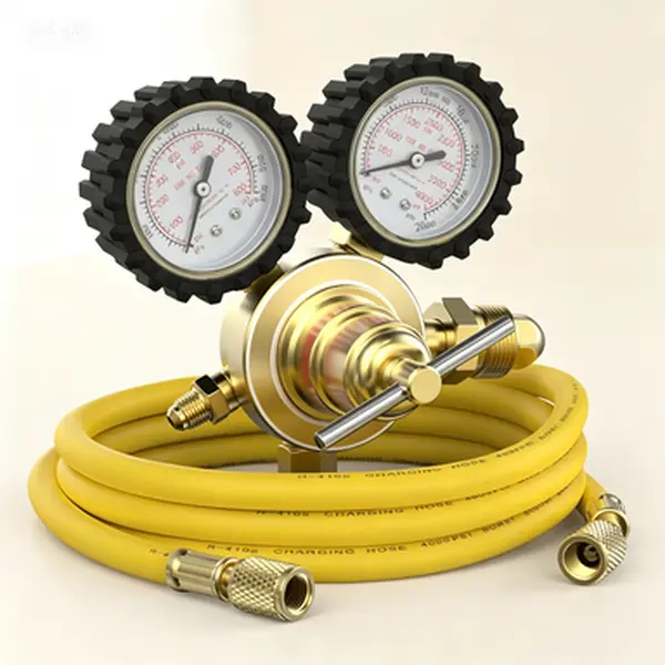 Inlet CGA580 Nitrogen Regulator with Hose, 0-800 PSI and 0-4000 PSI Output Pressure, 1/4" Male Flare Fitting, Dual Gauge Welding Gas Regulator, Compatible with CGA580 Cylinders, Adjustable Argon CO2 Mix Regulator