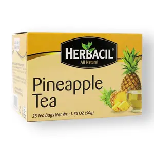 Herbacil Pineapple Tea, Herbal Tea with Dehydrated Pineapple Fruit, Caffeine - Free,25 bags per box (25 Tea Bags)
