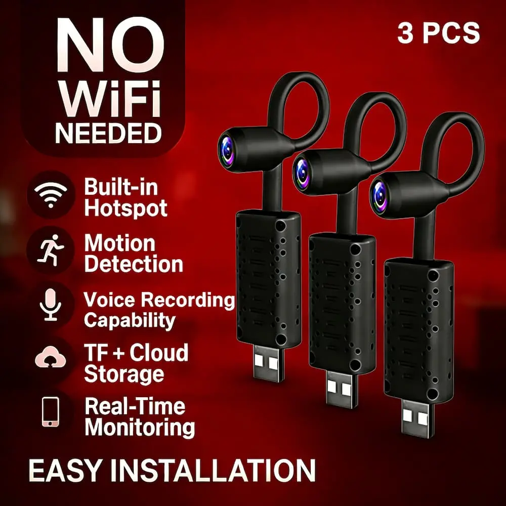 YINGWEICAM 3PCS 1024P 2.4G WiFi Indoor Security Cameras, Flexible Lens, Motion Detection, Built-in AP Hotspot, Offline Real-Time Viewing, Micro SD Compatible, Night Vision, Portable Lightweight, Easy Installation | For Classrooms, Offices, Camera