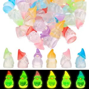 30 Pcs Luminous Mini Resin Gnomes, Tiny Gnomes Fairy Garden Statues Glow in The Dark Miniature Gnome Figurines Decor for Landscape, Outdoor, Patio, Yard, Lawn
