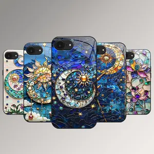 Stained Glass Mosaic Case for [iPhone 16e], Aesthetic Tile Art Phone Cover, Shockproof Slim Fit Case 952