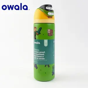 Owala "My World" collaboration insulated cup,24-ounce insulated stainless steel water bottle. Equipped with a straw, suitable for sports, outdoor activities, travel and student sports water bottles.
