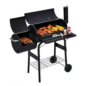 [FLASH SALE] Garvee Charcoal Grills with Offset Smoker, Outdoor BBQ Grill Combo for Camping Picnic Patio Backyard, Black, Portable with Handle and Wheels