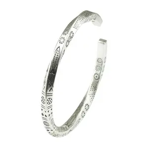 Vintage-style 925 Sterling Silver Men's Twisted Bangle, Hypoallergenic, Halloween/Christmas Gift