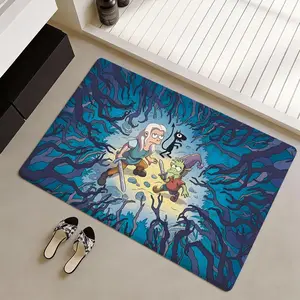 Disenchantment game Floor Mat Non-Slip Soft Flannel Thickened Cartoon Pattern Rug Indoor Door Mat Ultra Soft Absorbent Wear-Resistant Floor Mat for Living Room Hallway Entryway Front Door Porch Durable Non-Skid Home Decoration Mat for Indoor Daily Use