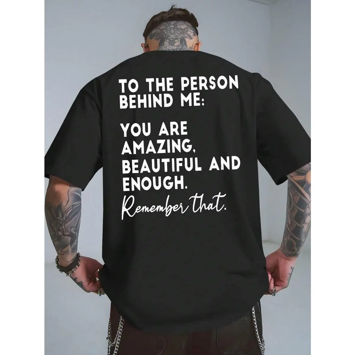 Men'S Summer Graphic T-Shirt - "You Are Amazing, Beautiful And Enough" Print, Casual Crew Neck Short-Sleeve Tee, Breathable & Stylish For Beach Vacations, Motivational Clothing | Positive Message Shirt