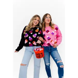 Candy Corn Sequin Embellished Sweatshirt