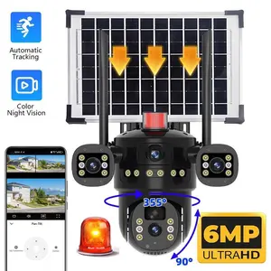6MP Solar Powered Dual-Lens Security Camera, Outdoor PTZ WiFi Cam with Triple View, 355° Pan/90° Tilt, Color Night Vision & Human Detection,for Valentine’s Day Gift