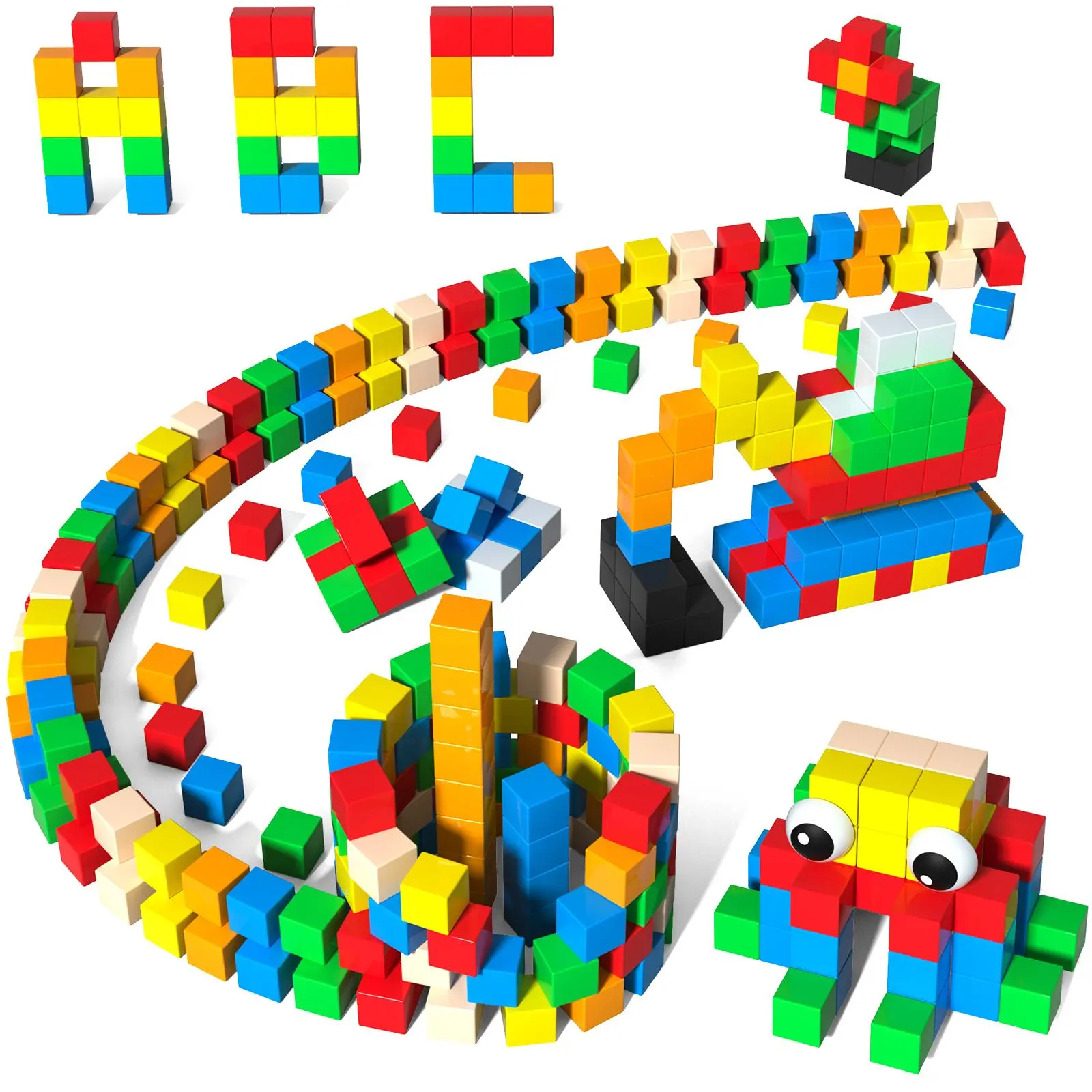 Large Magnetic Building Blocks with Toy Eyes, Montessori Sensory STEM Magnetic Cubes for Kids, 1''Travel Magnetic Blocks for Toddlers 3 4 5-8+ Year Old Boys Birthday Easter Girls,summerwins