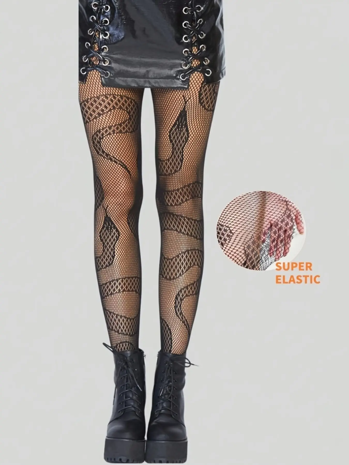 Women's Tight-Fitting Fishnet Stockings, Sexy Mesh Pantyhose, Alternative Animal Net Leggings, Transparent Snake Pattern, All Seasons