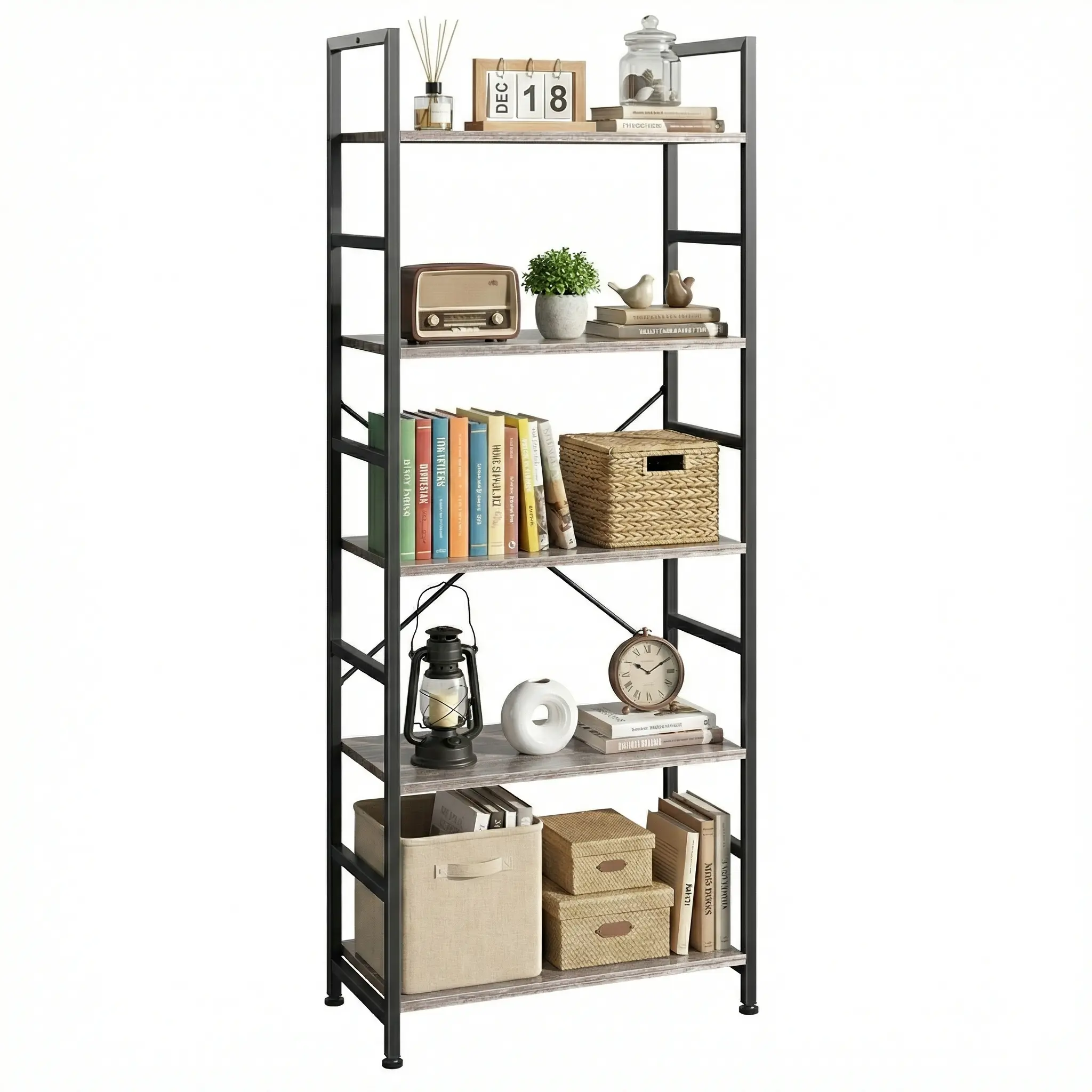 Sweetcrispy Modern Industrial Metal Corner Storage Organizer Racks - Tall Metal Shelf Racks for Furniture Organization, Bedroom & Home Office House Organizers (25+ kg Capacity)