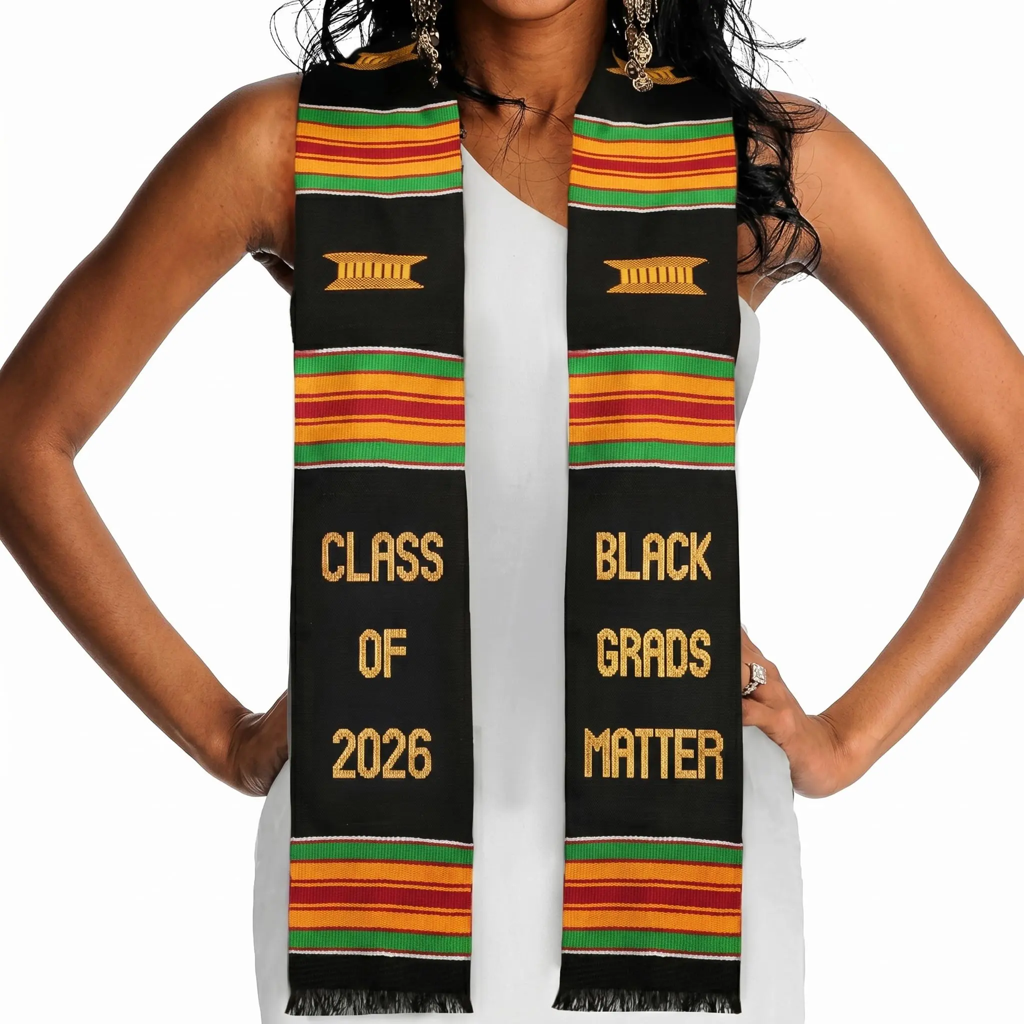 Kente Graduation Stole Class of 2026 | Black Girl Magic African Graduation Stole 2026 | African Art Handwoven Kente Cloth Graduation Scarf
