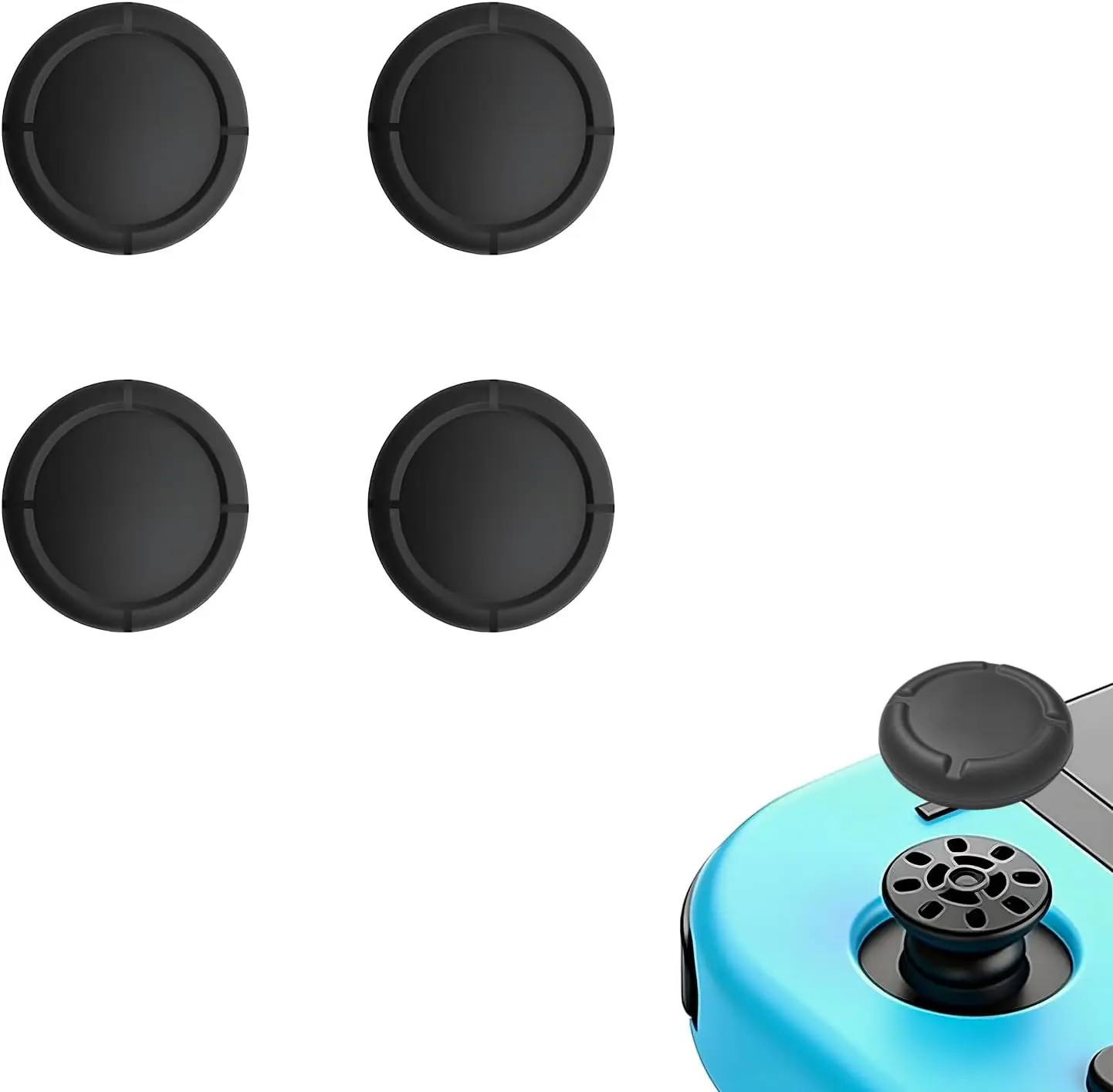 4Pcs Silicone Analog Stick Covers for Nintendo Switch, OLED, Joy-con Controller Thumb Grips, Joystick Replacement Caps