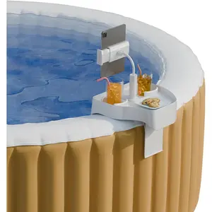 Hot Tub Table Tray with Adjustable Phone Holder, 2 Cup Holders, Hot Tub Accessories, Perfect for Outdoor Inflatable Hot Tub & Pool, Unique Gifts for Women Mom(Scented Candle & Card)