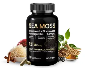 Neumina Sea Moss 1215mg Super Adaptogen Capsules 90 Count High Potency Pure Vegan with Black Seed Maca Ashwagandha Turmeric for Energy Stress Immune Boost Made in The USA