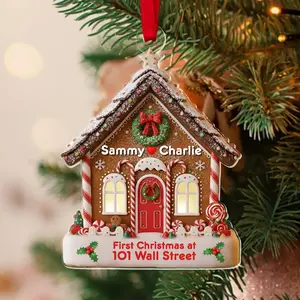 First Christmas in Our New Home Ornament, Custom New Home Gingerbread Acrylic Ornament, New House Christmas Ornament 2025, Housewarming Gift, Custom Name and Address
