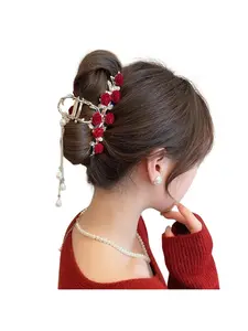 Elegant floral hairpin with an 11-centimeter large rose design, suitable for weddings, banquets and daily wear, a hair accessory combining formal and casual styles, Floral Hair Accessories, Updo Hair Accessories