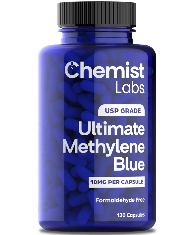 Methylene Blue 10mg Capsules, USP Grade 99% Purity, Supports Cellular & Mitochondrial Function, Made in USA Natural Energy Balance & Cognitive Clarity