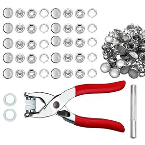 100 sets of 10mm snap button sets with fastening pliers and reinforcing bars, used for sewing crafts, DIY clothing, jeans, jackets