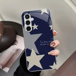 Simple navy blue star for【Galaxy S23 Fe】light luxury fashion glass case--975