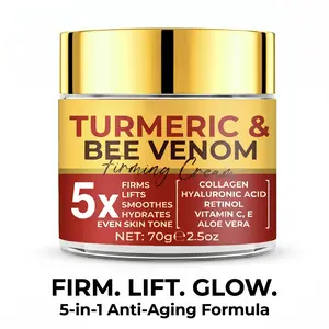 Turmeric & Bee Venom Firming Cosmetic Face Cream - Retinol, Collagen, Hyaluronic Acid, Antioxidant Moisturizing Hydrator for Smooth Skin & Daily Skincare (70g, All Skin Types)