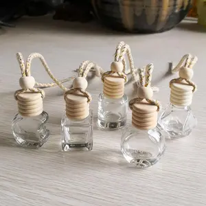 5 Pack Transparent Glass Hanging Car Air Freshener Bottles, Reusable Essential Oil Diffusers for Aromatherapy, Decorative Car Accessories, Car Interior Kit