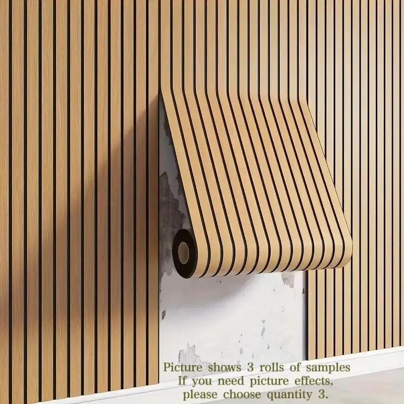 Wood Grain Decorative Wallpaper Roll, 3D Soundproof Wall Panel, Self-Adhesive PVC Tile, 40x300cm, Waterproof, Durable, for Living Room, Bedroom, Office