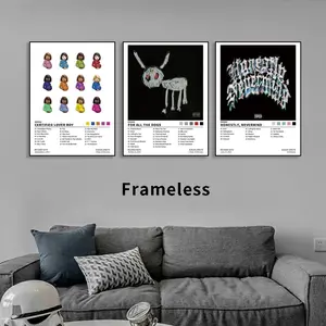 3-piece Drake music album cover set, Print, Unframed Wall Art, featuring album covers from Certified LoverBoy, For All The Dogs, Hip-hop rap style, birthday gift for friends and family, suitable for the living room and bedroom